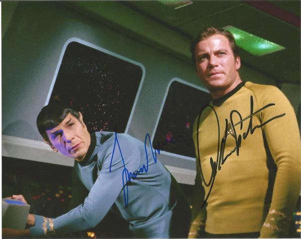 Star Trek Leonard Nimoy as Spock and William Shatner as James T Kirk signed colour 10 x 8 photo