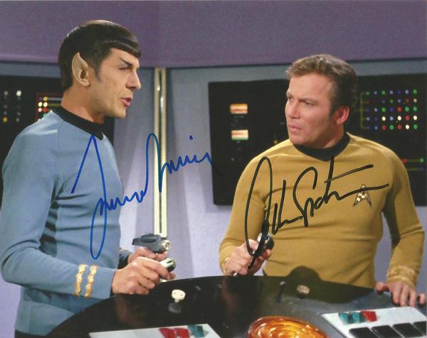 Star Trek Leonard Nimoy as Spock and William Shatner as James T Kirk signed colour 10 x 8 photo