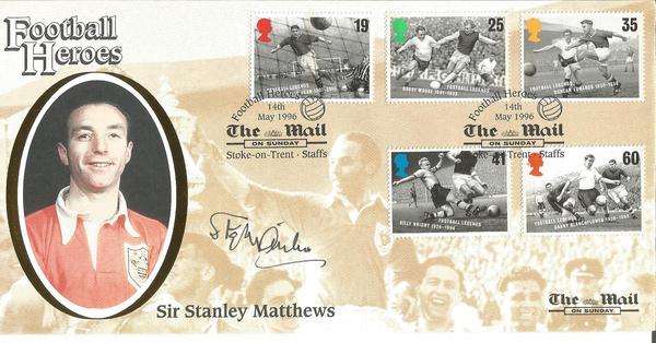 Sir Stanley Matthews signed 1996 Benham Football Legends official FDC